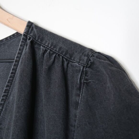 ASOS Womens Wrap Midi Dress Size 16 Black Gray Denim Preppy Minimalistic Classic - Picture 8 of 11